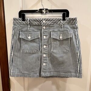 LOFT 14P Blue and White Striped Cargo Skirt